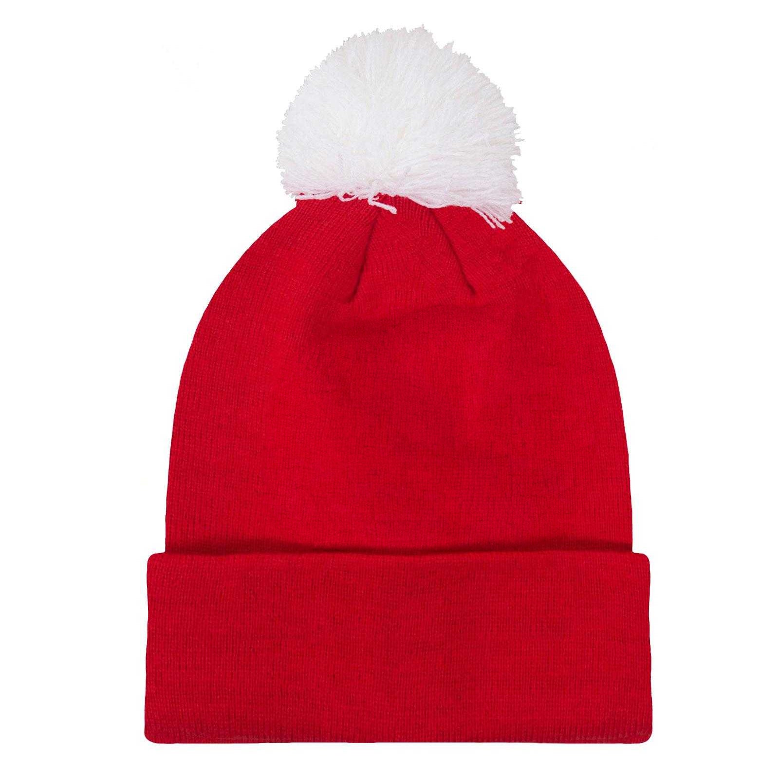 Red - Back - Fan Originals Manchester Crest Bobble Beanie