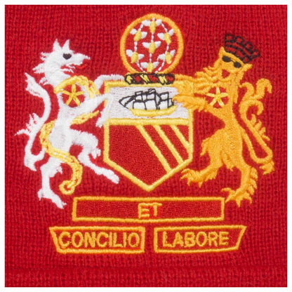 Red - Side - Fan Originals Manchester Crest Bobble Beanie