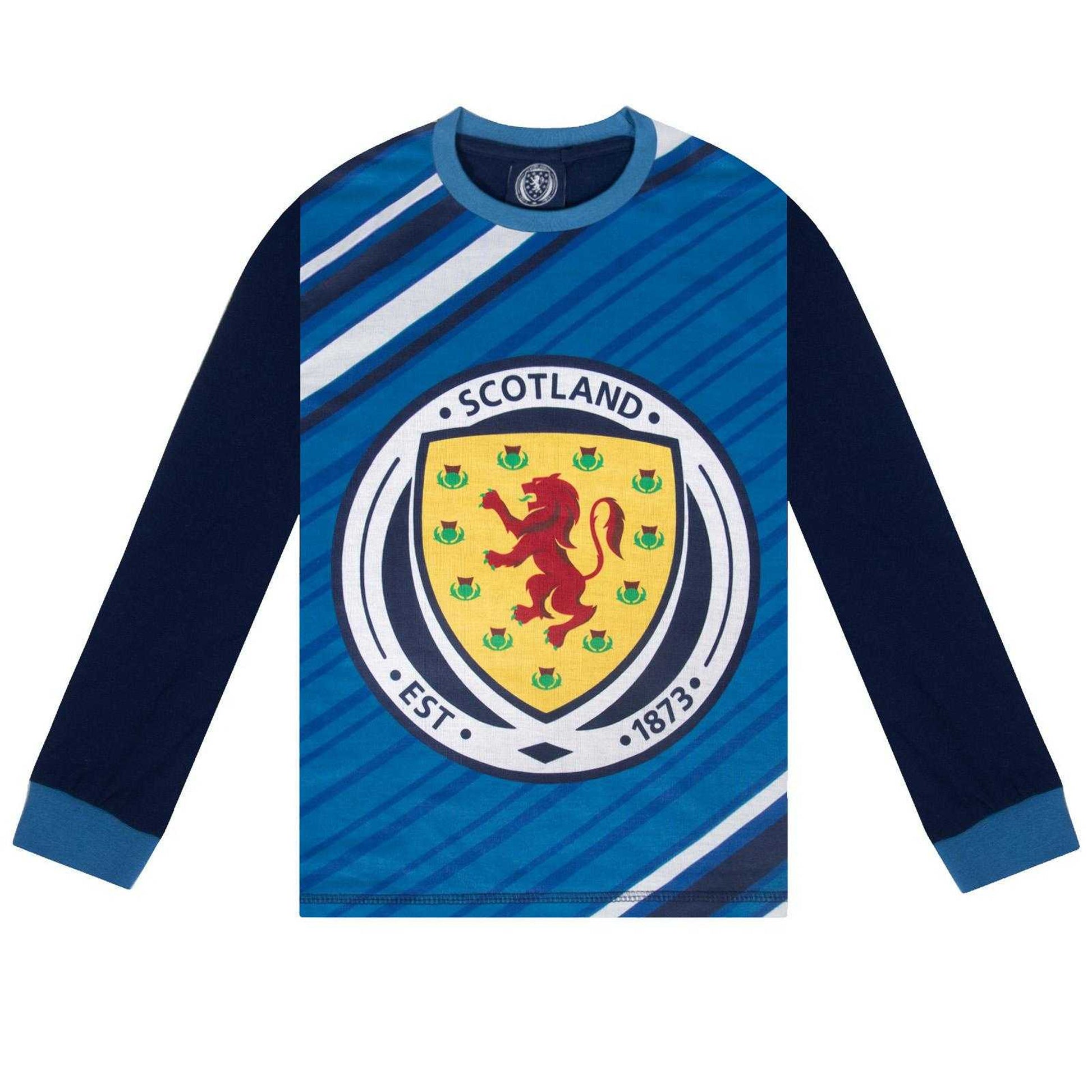 Navy Blue - Side - Scottish FA Boys Sublimation Long Pyjama Set
