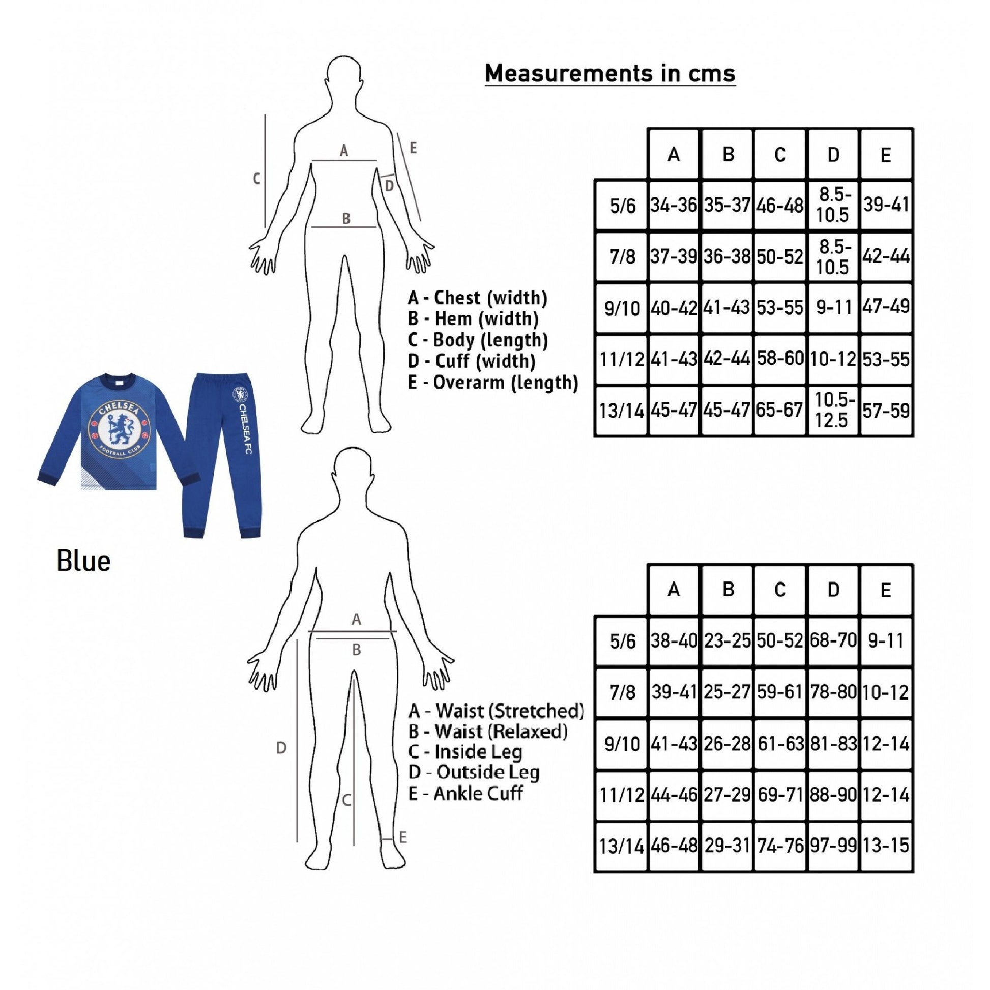 Royal Blue - Close up - Chelsea FC Boys Sublimated Long Pyjama Set