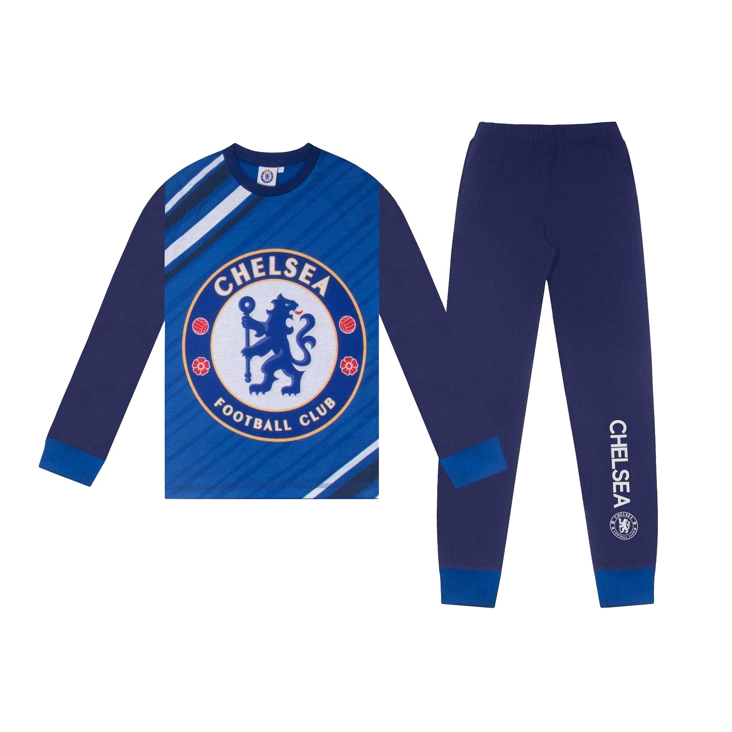 Royal Blue - Front - Chelsea FC Boys Sublimated Long Pyjama Set