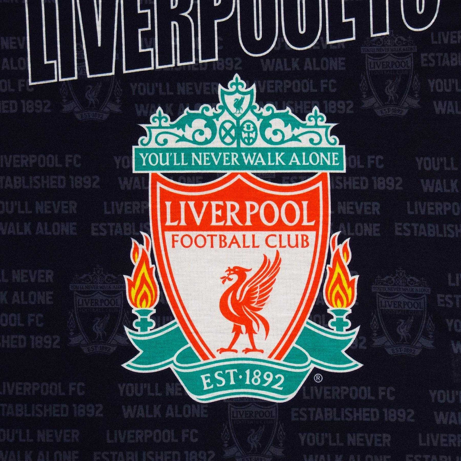 Red-Black - Pack Shot - Liverpool FC Boys Crest Long Pyjama Set