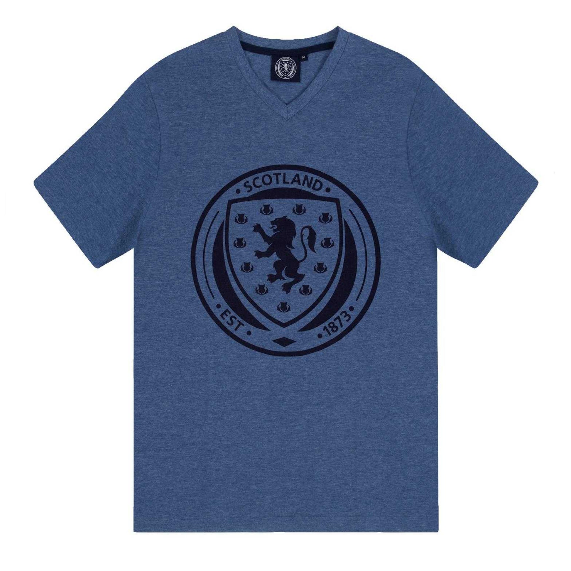 Navy Marl - Back - Scotland FA Mens Short Pyjama Set