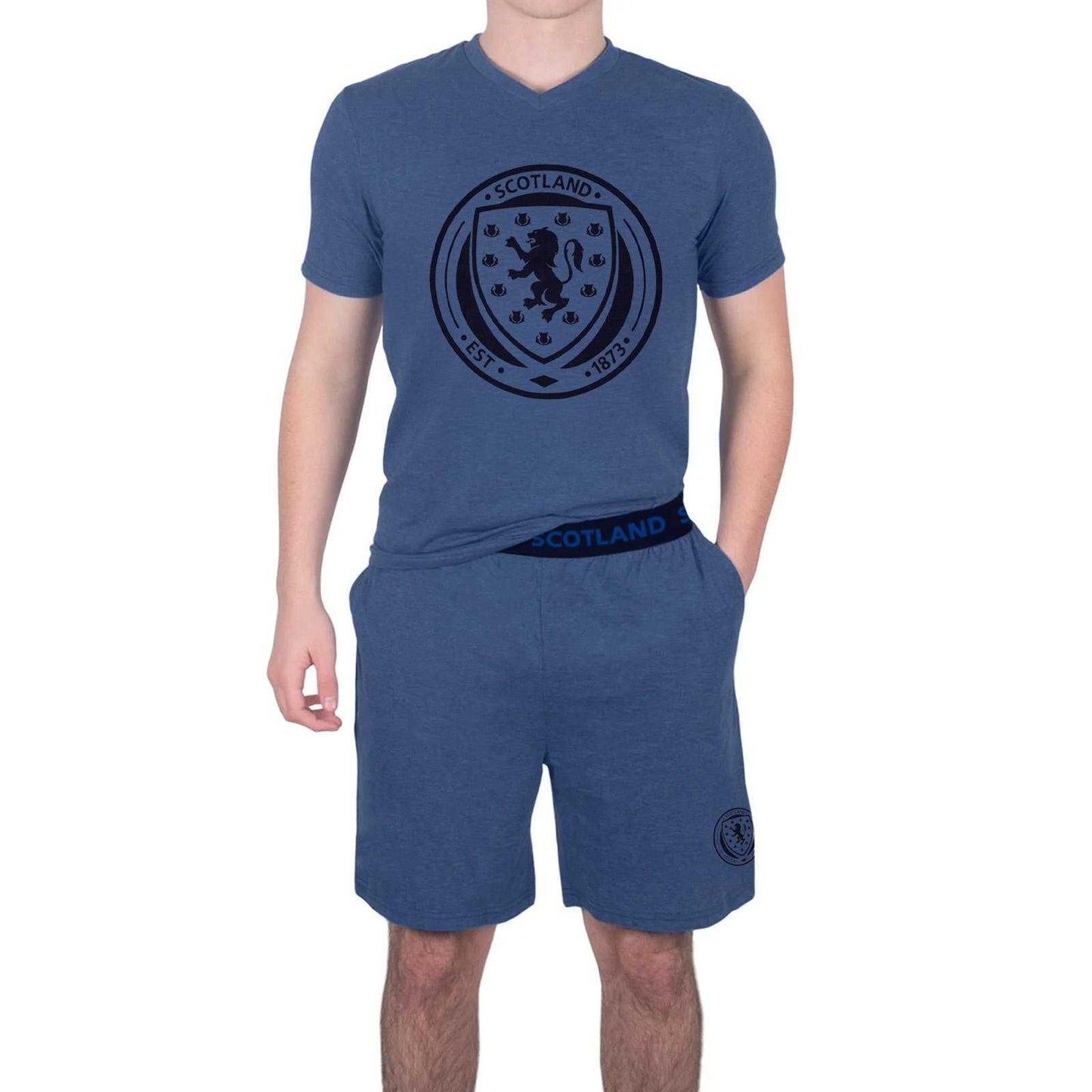 Navy Marl - Pack Shot - Scotland FA Mens Short Pyjama Set