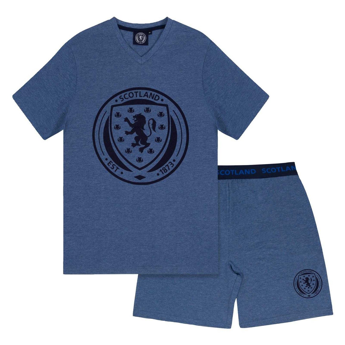 Navy Marl - Front - Scotland FA Mens Short Pyjama Set