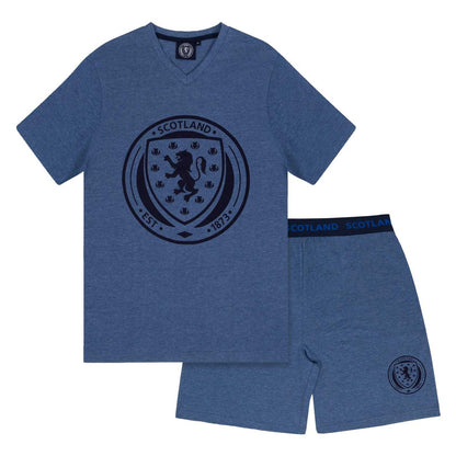 Navy Marl - Front - Scotland FA Mens Short Pyjama Set