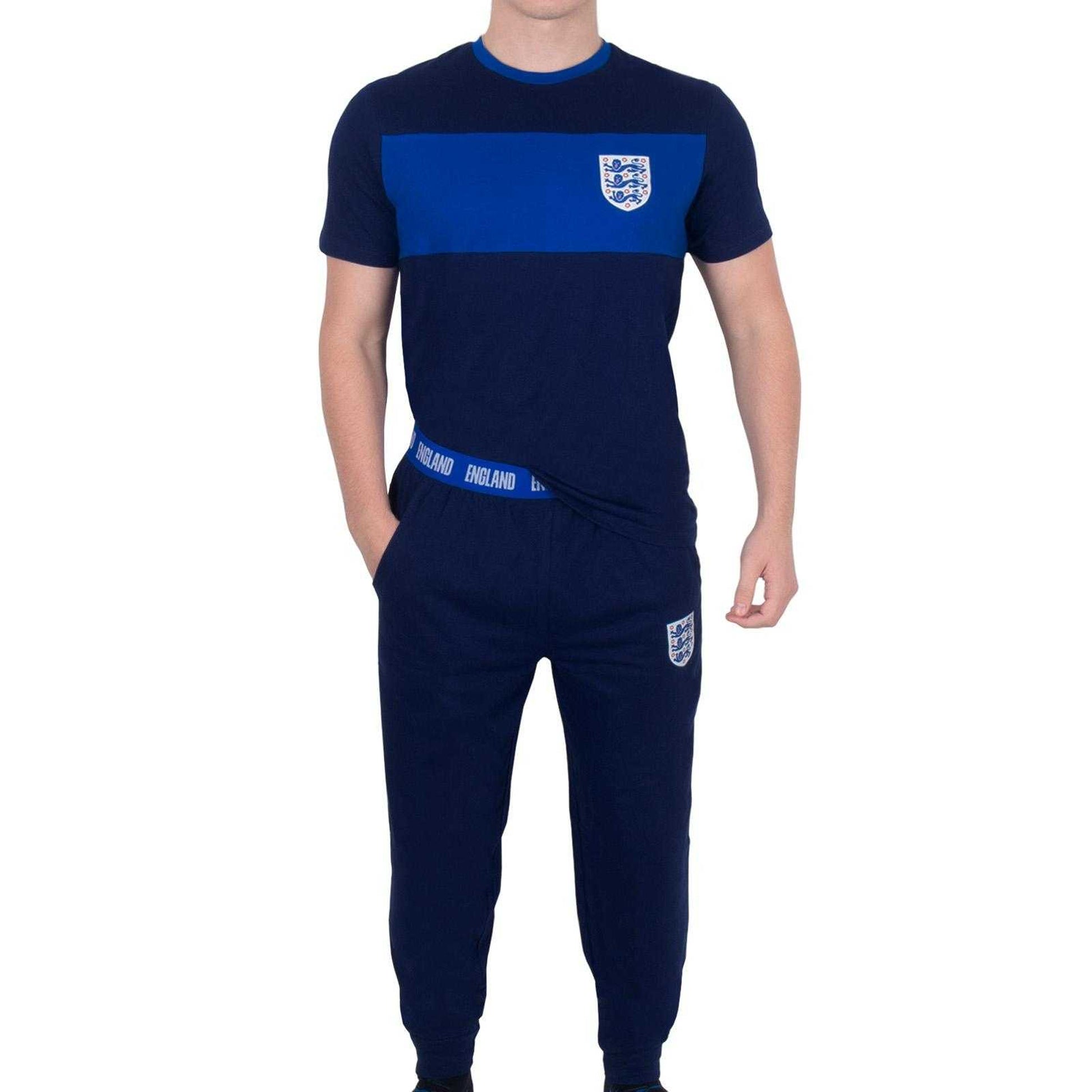 Navy Blue - Close up - England Mens Premium Long Pyjama Set