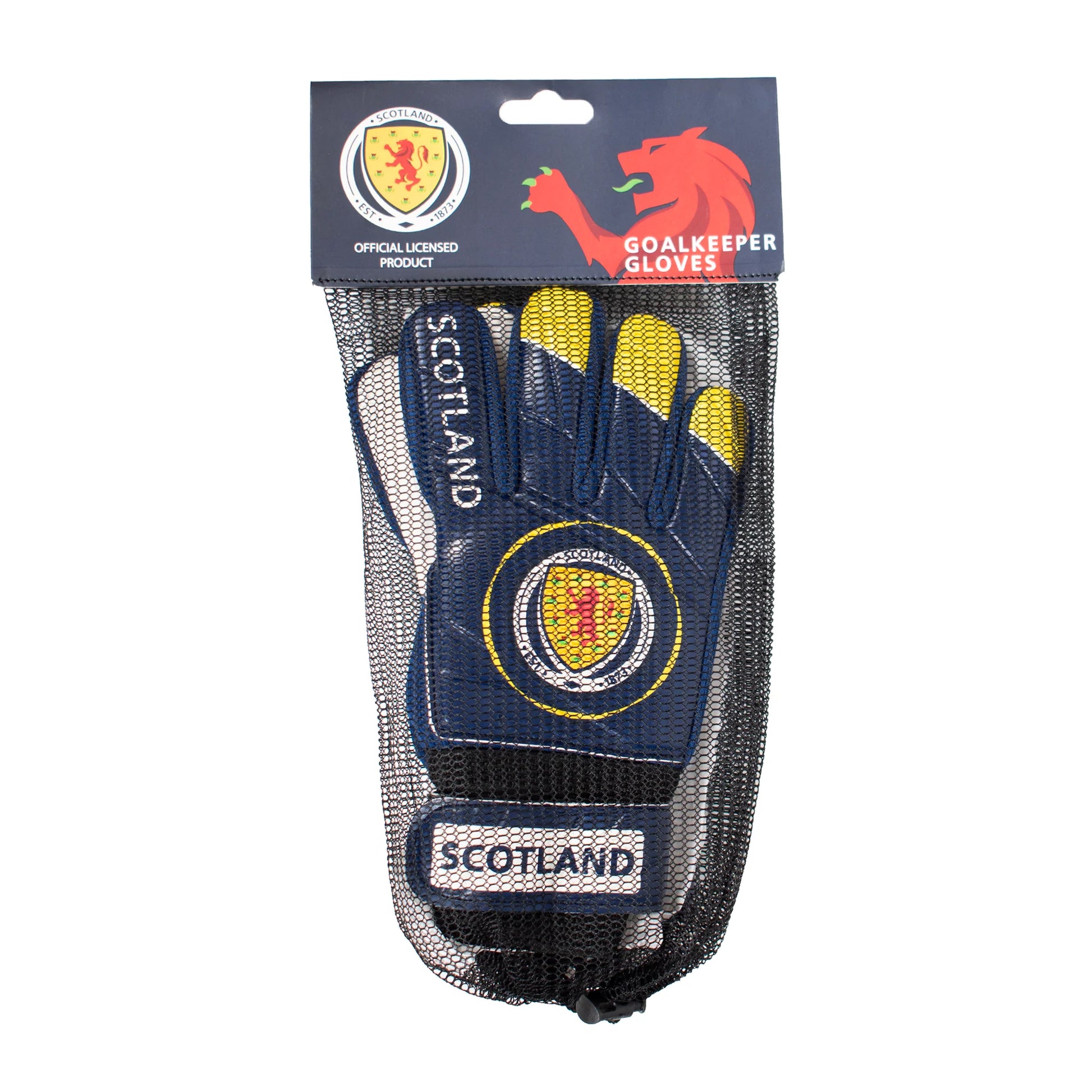 Blue - Close up - Scotland FA Childrens-Kids Goalkeeper Gloves