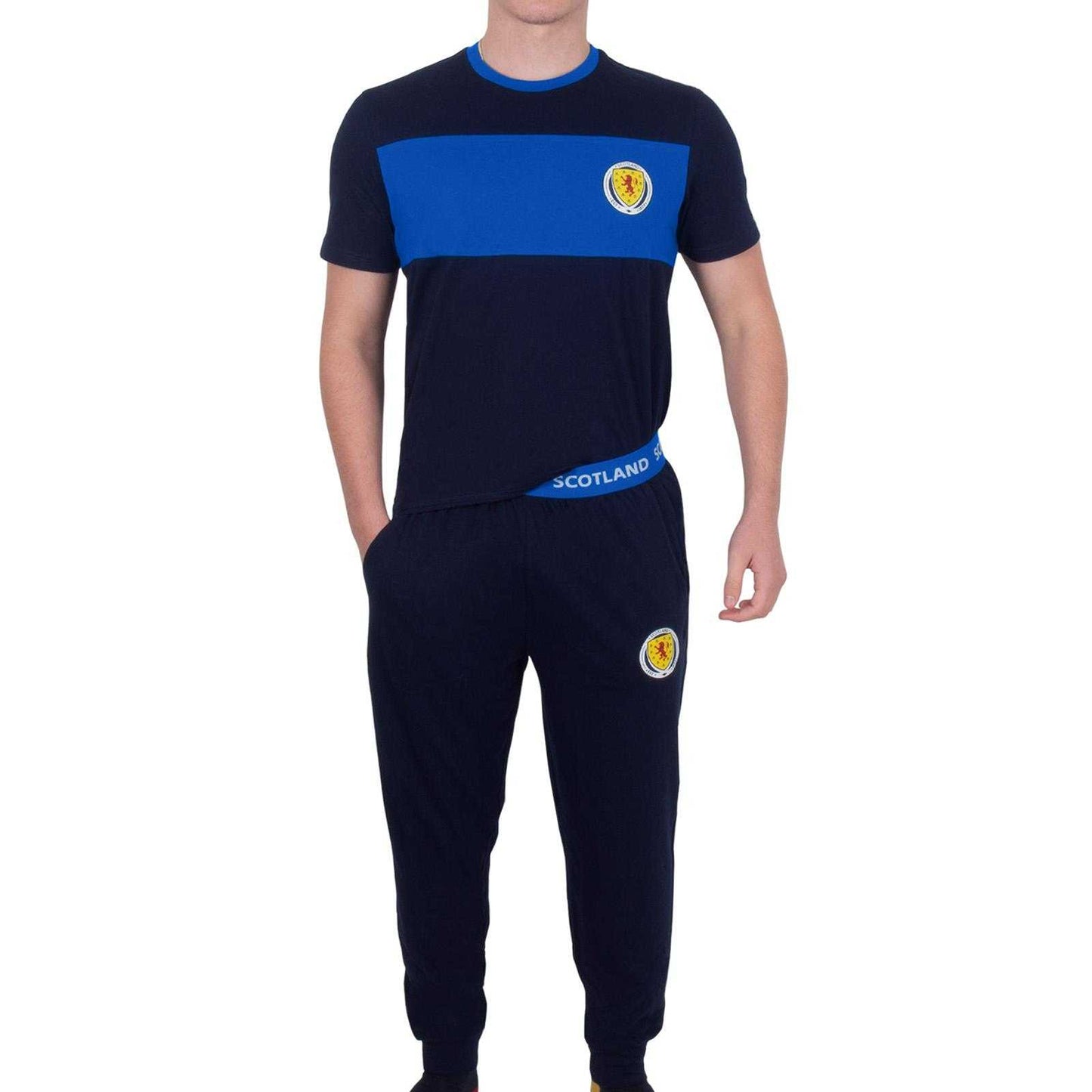 Navy Blue - Close up - Scottish FA Mens Long Pyjama Set