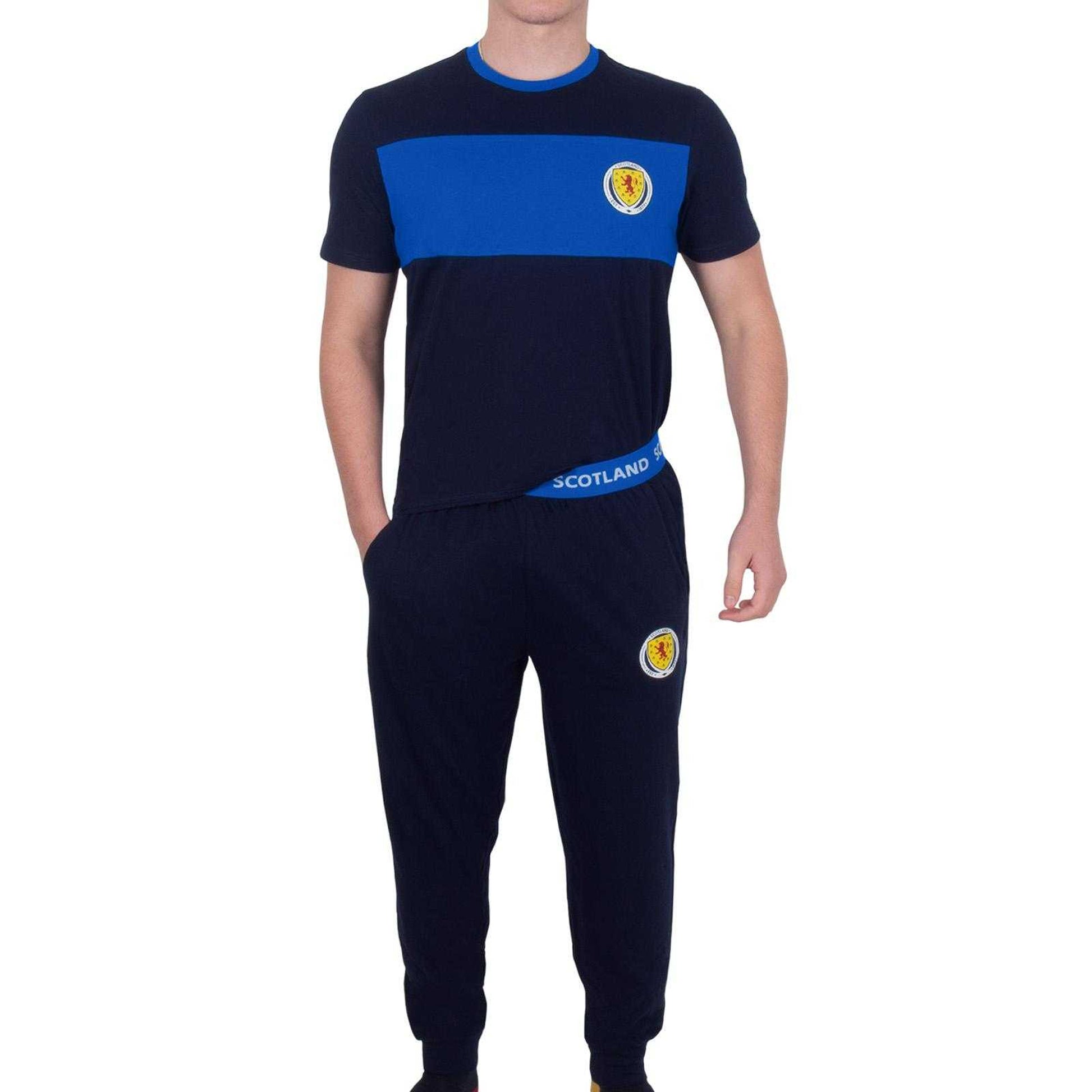Navy Blue - Close up - Scottish FA Mens Long Pyjama Set