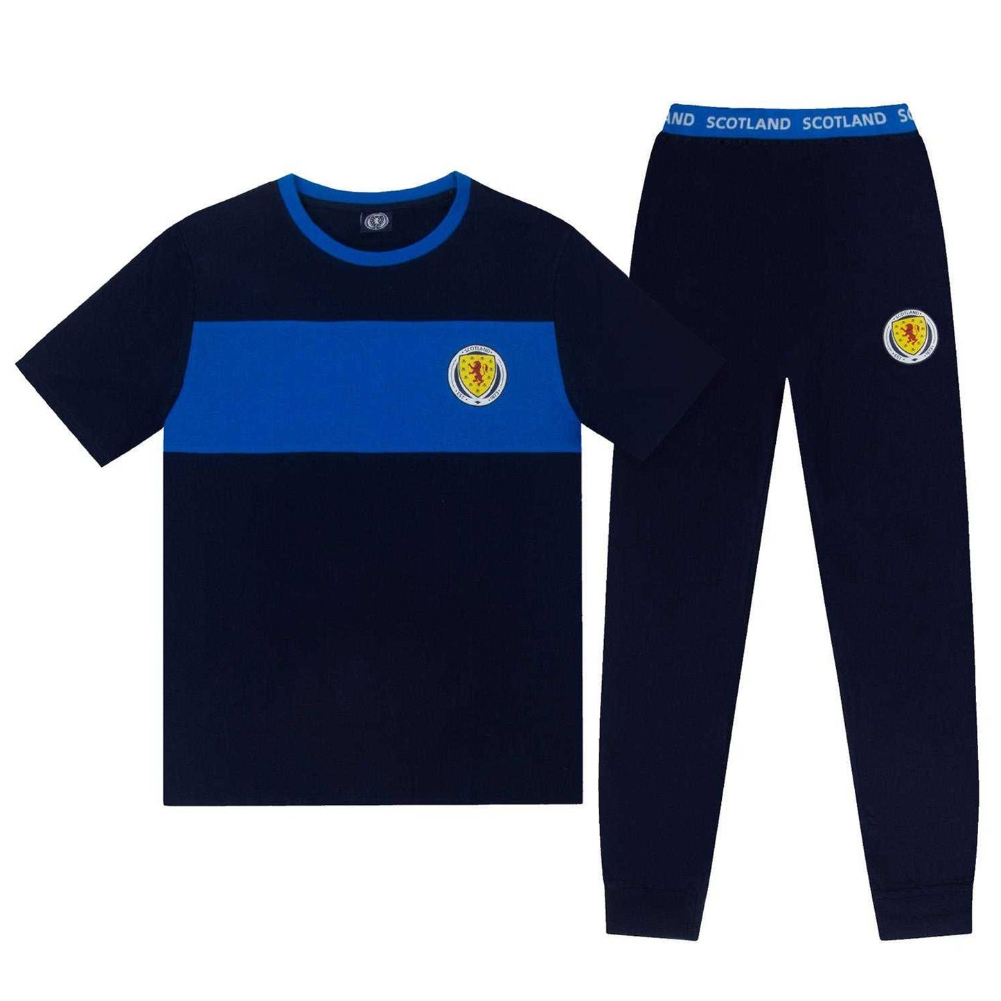 Navy Blue - Front - Scottish FA Mens Long Pyjama Set