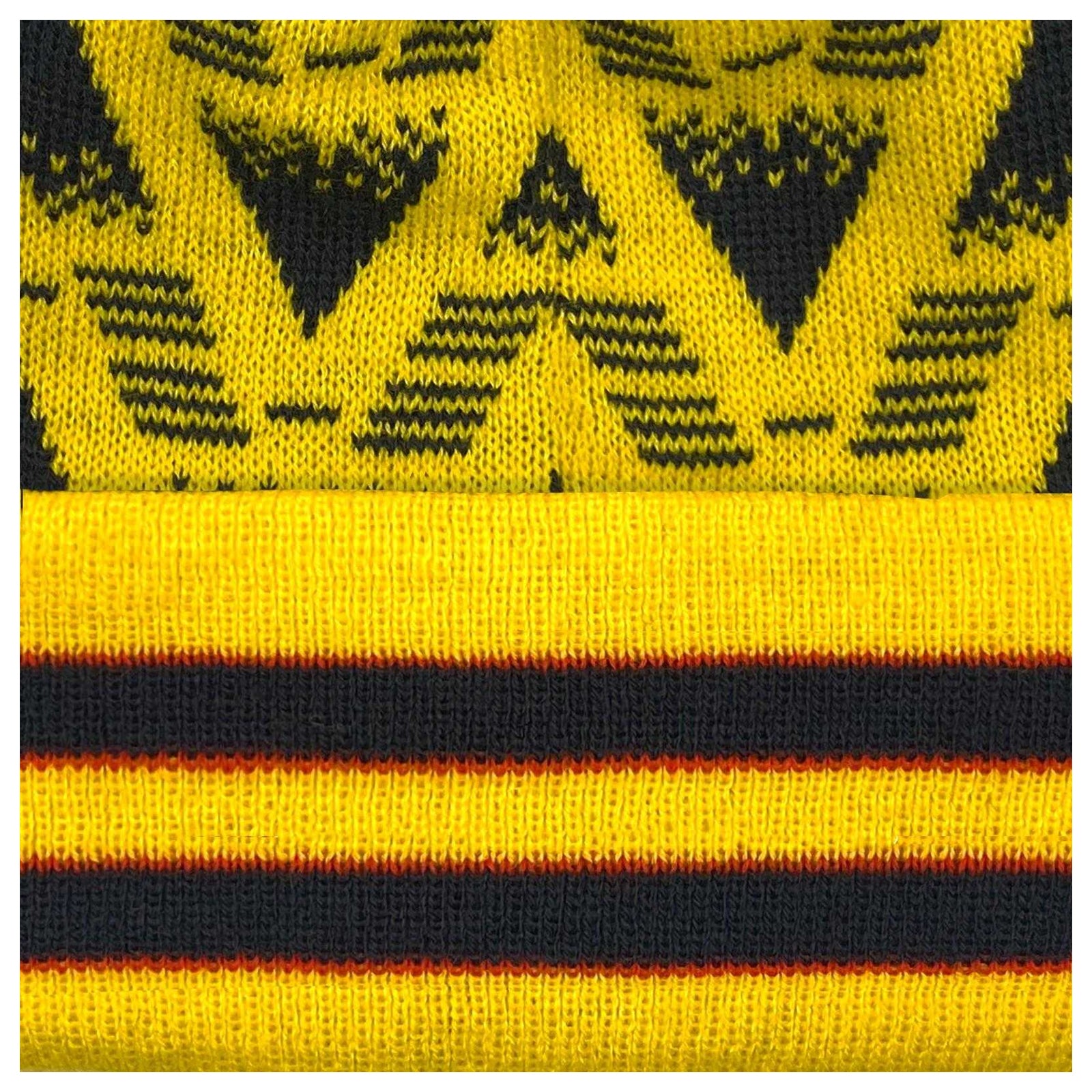 Yellow-Black - Close up - Fan Originals Gunners 1991 Bobble Beanie