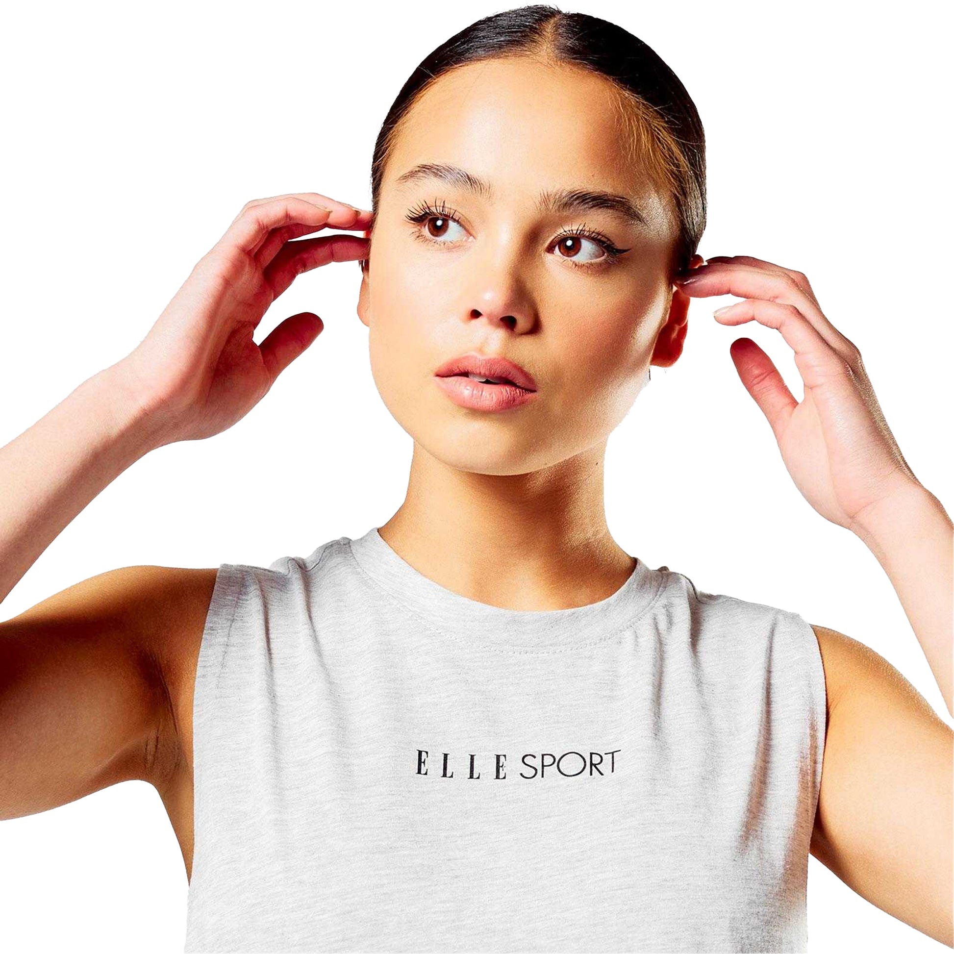 Grey - Back - Elle Womens-Ladies Signature Vest Top