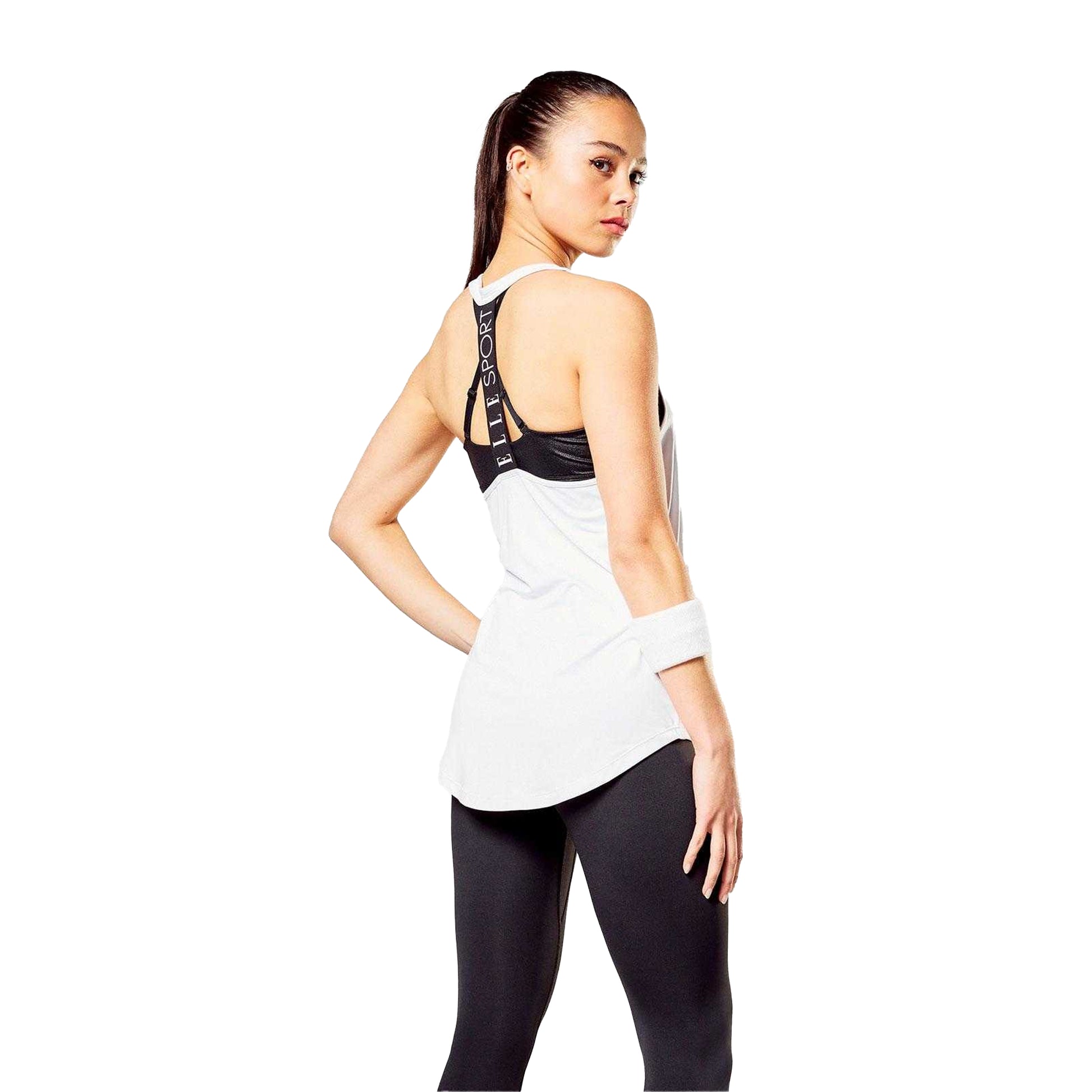 White - Side - Elle Womens-Ladies Signature Polyester Vest Top