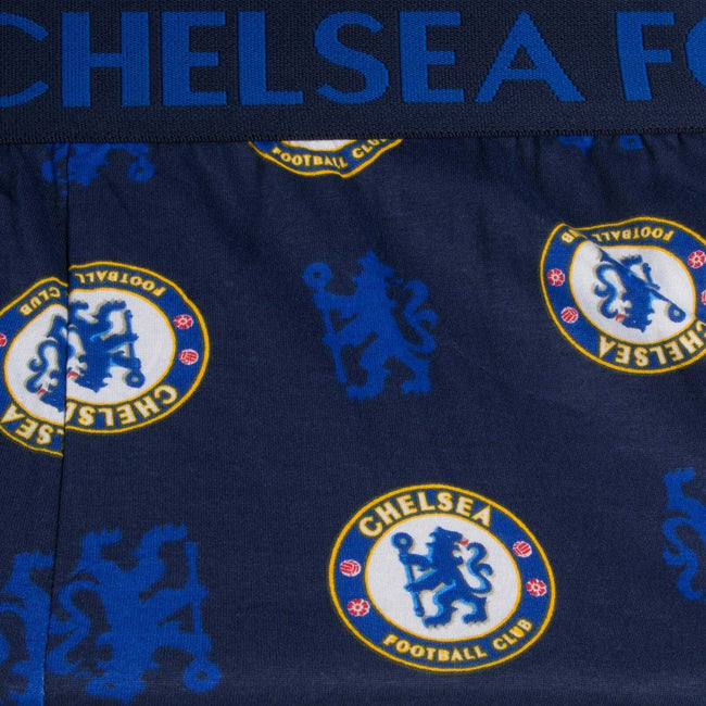 Navy Blue - Back - Chelsea FC Mens Repeat Logo Pyjama Bottoms