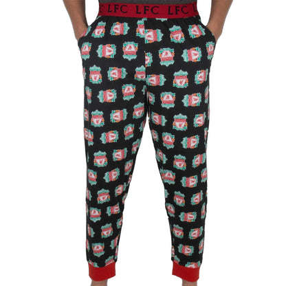 Black - Front - Liverpool FC Mens Pyjama Bottoms