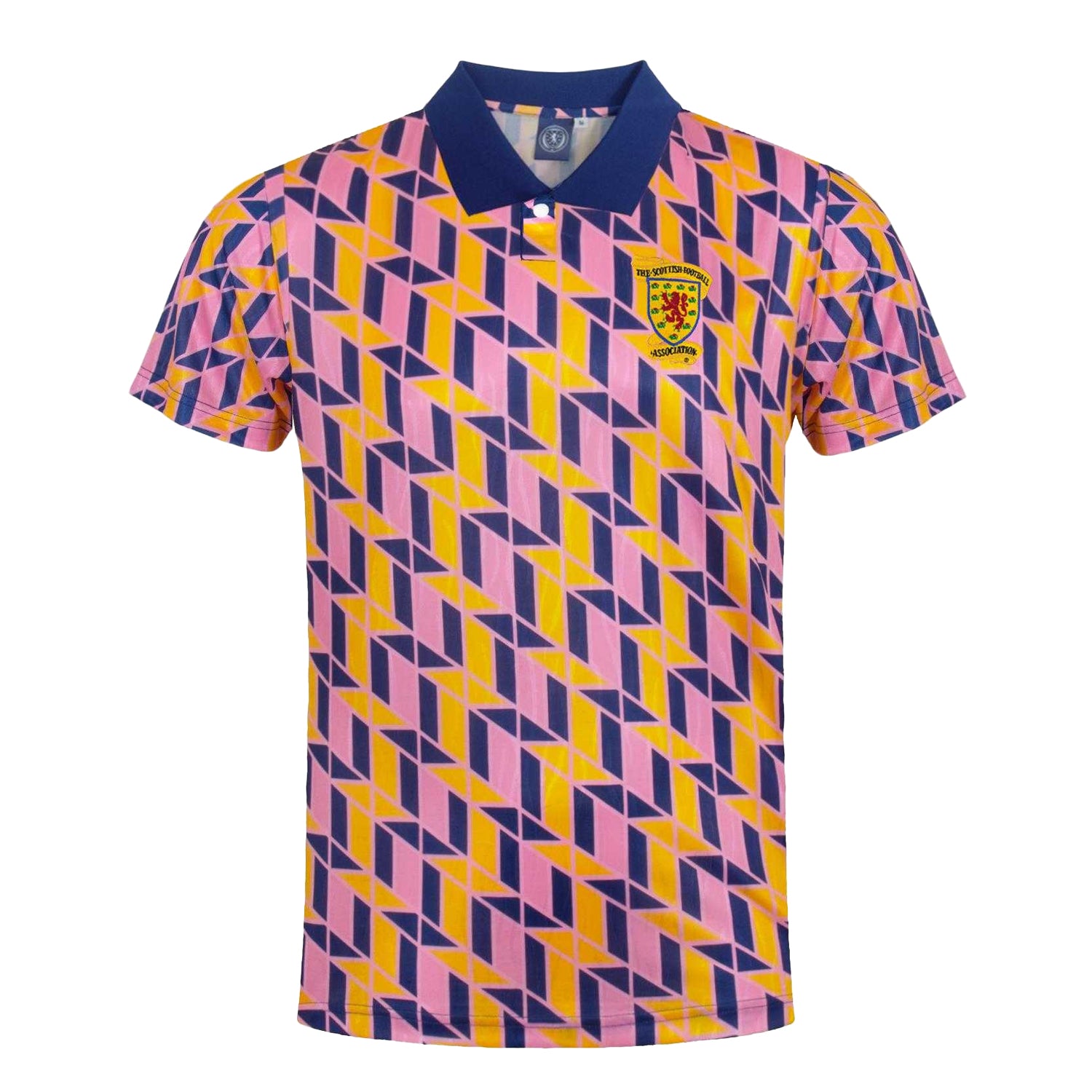 Navy-Yellow-Pink - Front - Scottish FA Mens 1990 Retro Polo Shirt