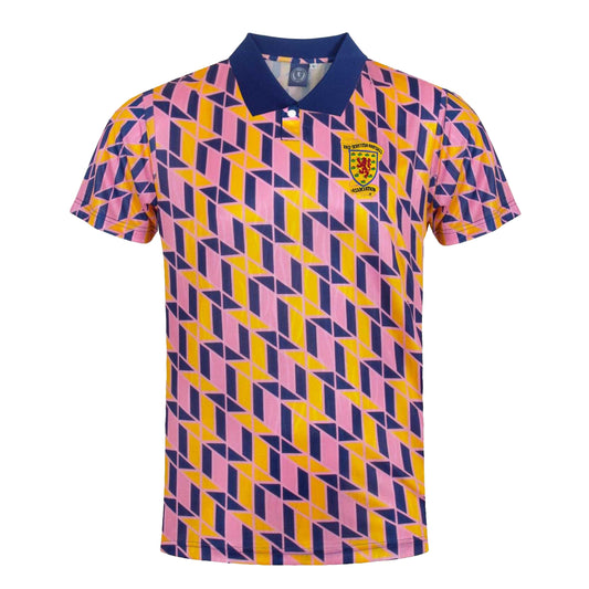 Navy-Yellow-Pink - Front - Scottish FA Mens 1990 Retro Polo Shirt