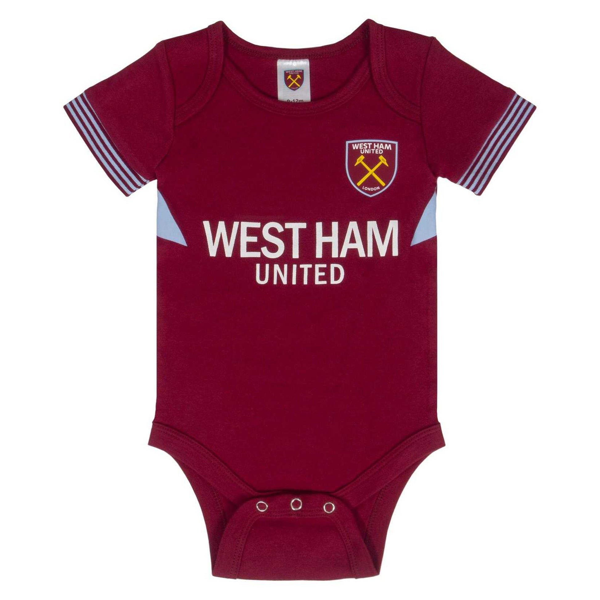 Claret-Ecru - Back - West Ham United FC Baby Home & Away Kit Babygrow (Pack of 2)