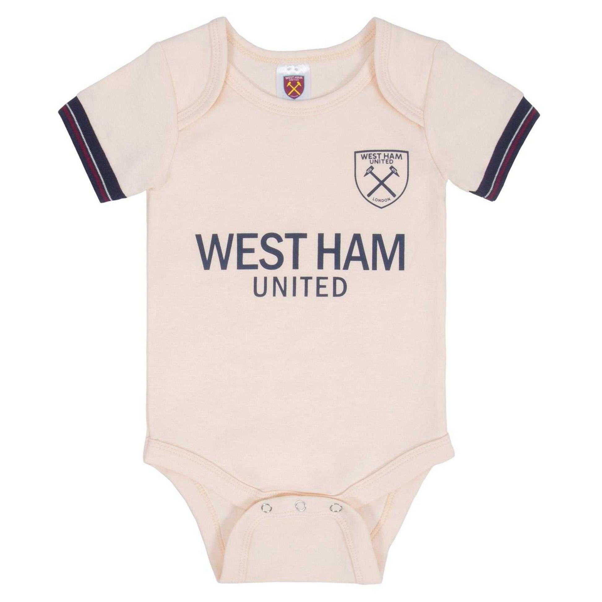 Claret-Ecru - Side - West Ham United FC Baby Home & Away Kit Babygrow (Pack of 2)