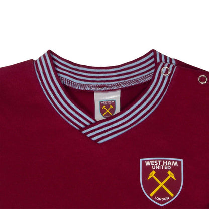 Claret - Back - West Ham United FC Baby Home Kit Sleepsuit