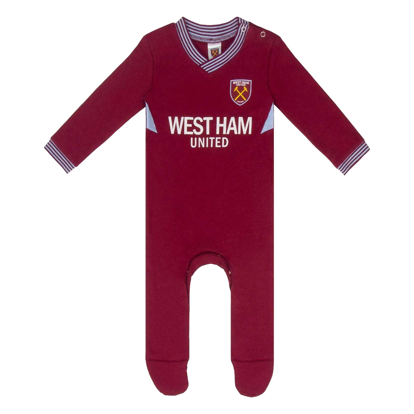 Claret - Front - West Ham United FC Baby Home Kit Sleepsuit