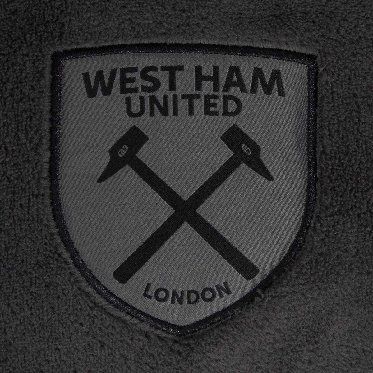 Grey - Back - West Ham United FC Mens Crest Fleece Dressing Gown