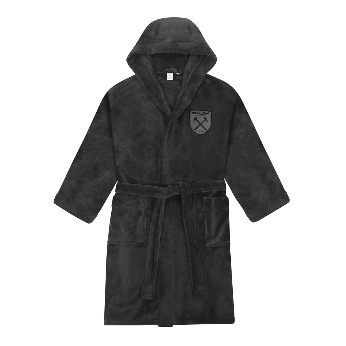 Grey - Front - West Ham United FC Mens Crest Fleece Dressing Gown