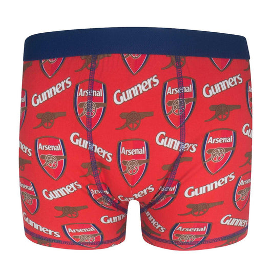 Red - Front - Arsenal FC Boys Crest Boxer Shorts