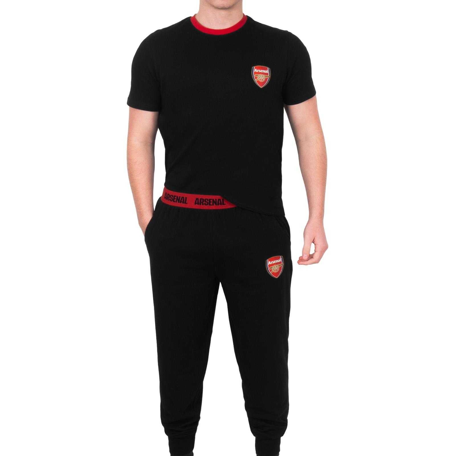 Black - Close up - Arsenal FC Mens Crest Long Pyjama Set