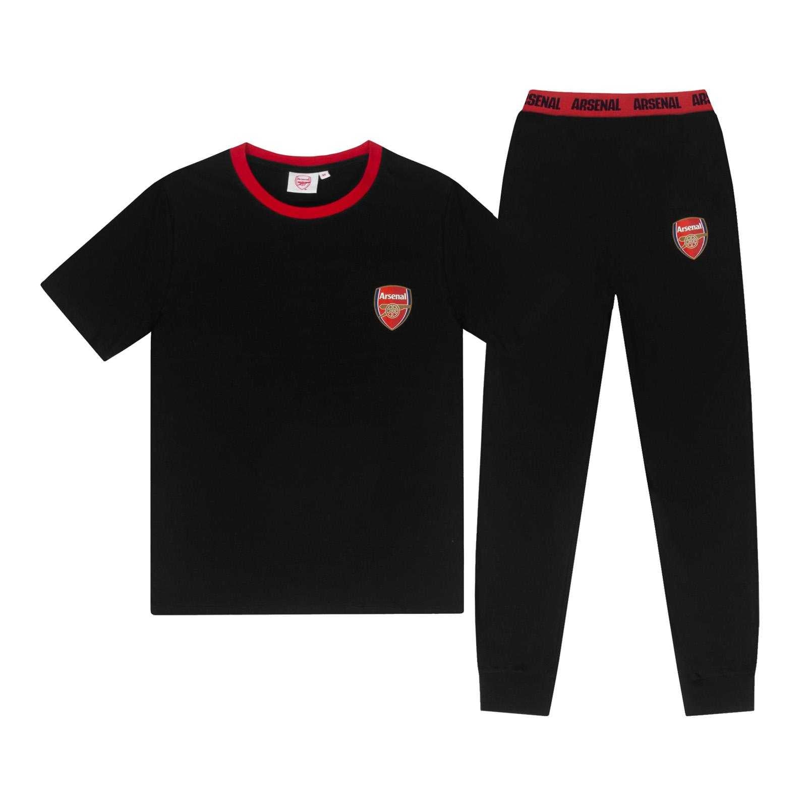 Black - Front - Arsenal FC Mens Crest Long Pyjama Set