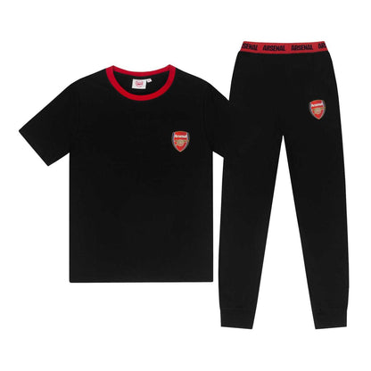 Black - Front - Arsenal FC Mens Crest Long Pyjama Set