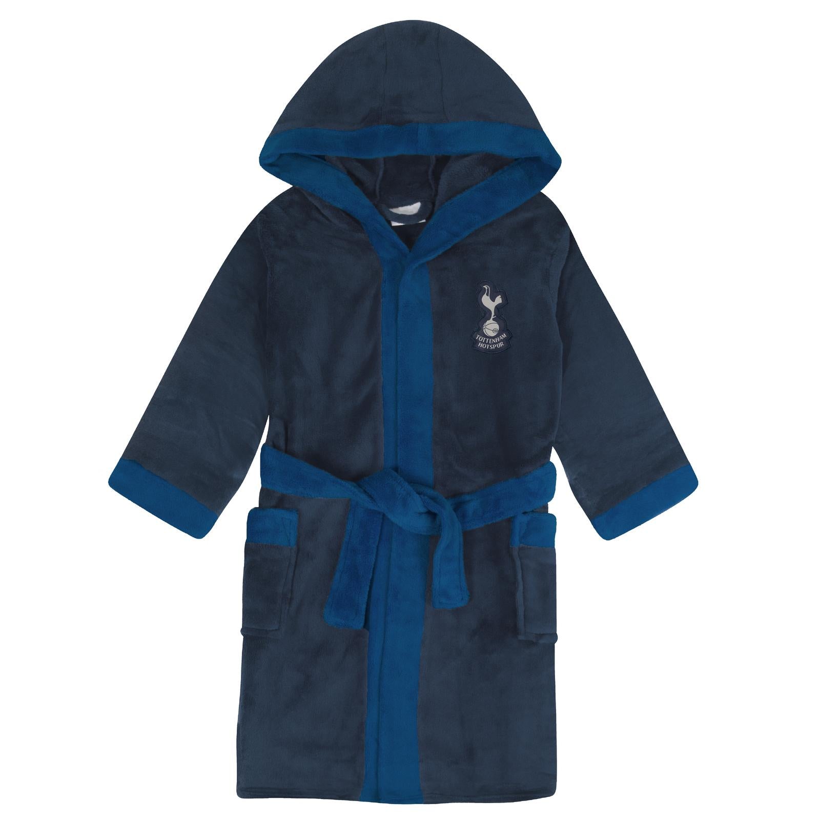 Navy Blue-Marine - Front - Tottenham Hotspur FC Mens Crest Fleece Dressing Gown