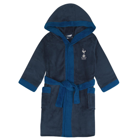Navy Blue-Marine - Front - Tottenham Hotspur FC Mens Crest Fleece Dressing Gown