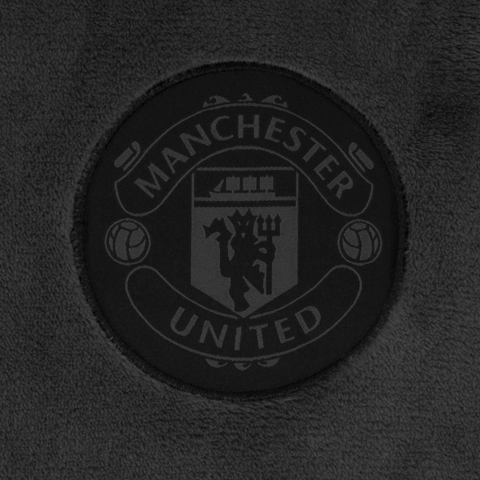 Grey - Back - Manchester United FC Mens Crest Fleece Dressing Gown