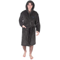 Grey - Side - Manchester United FC Mens Crest Fleece Dressing Gown
