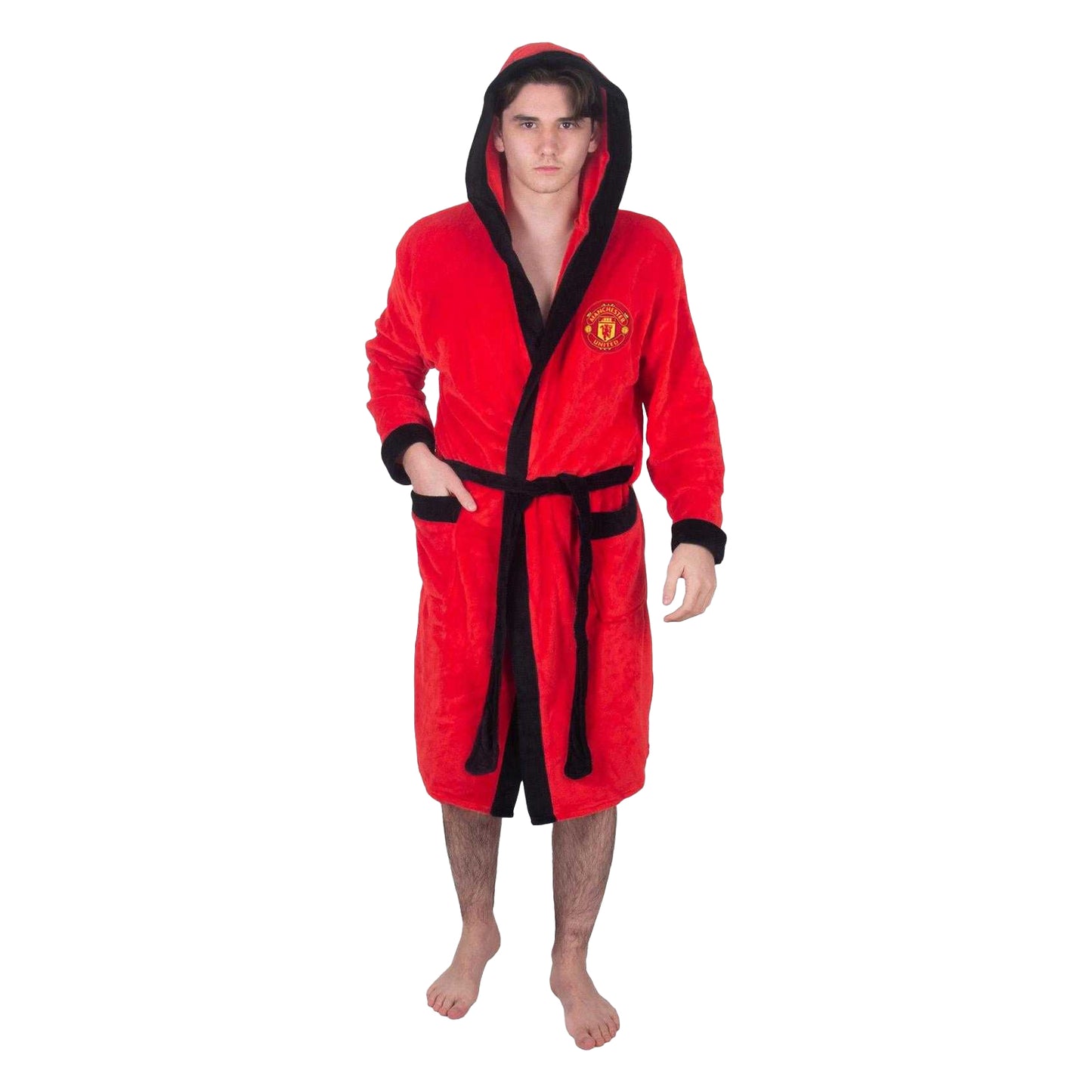 Red - Side - Manchester United FC Mens Crest Fleece Dressing Gown