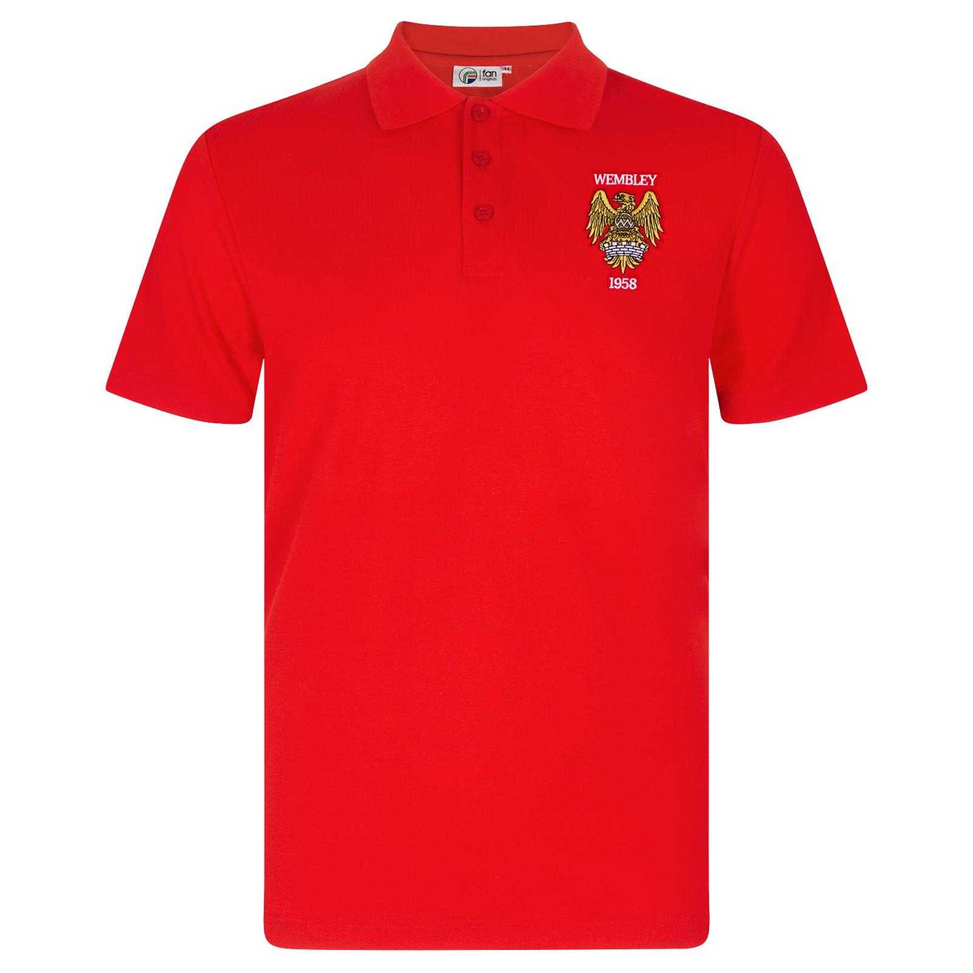 Red - Front - Fan Originals Mens United 1958 Crest Polo Shirt