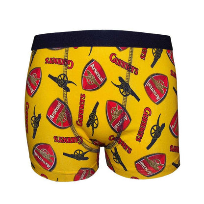 Yellow - Back - Arsenal FC Boys Repeat Print Boxer Shorts Set