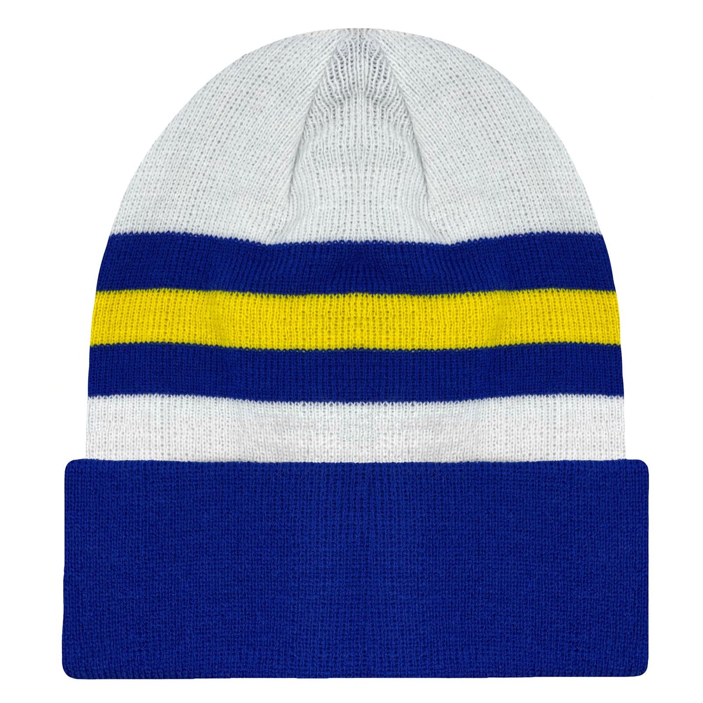 White-Blue-Yellow - Front - Fan Originals Leeds Retro Football Beanie