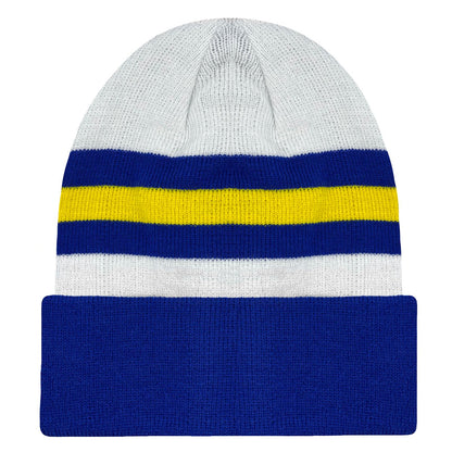 White-Blue-Yellow - Front - Fan Originals Leeds Retro Football Beanie