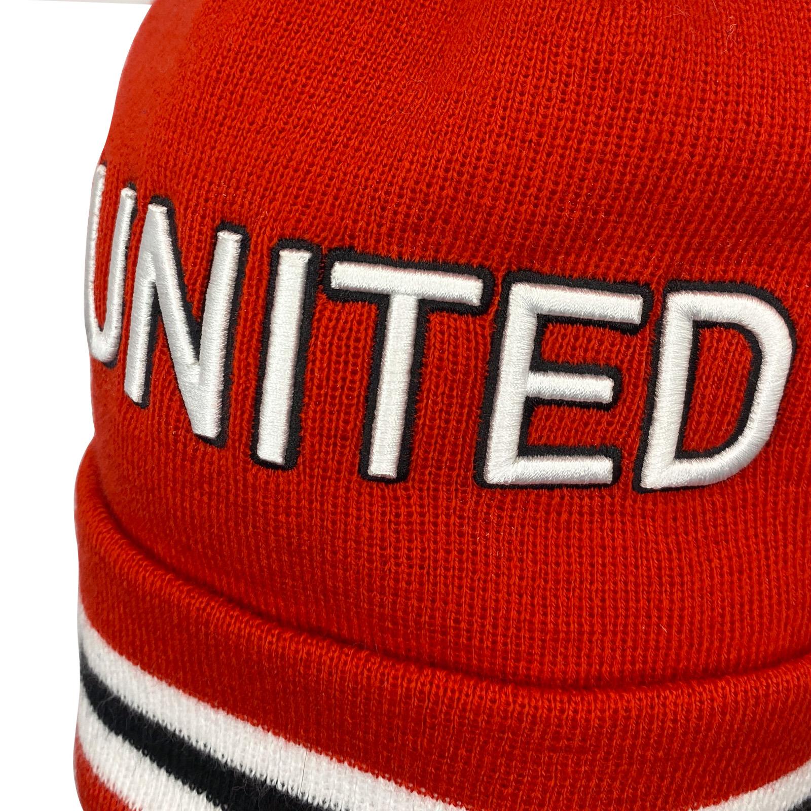 Red-White - Side - Fan Originals United 3D Embroidered Beanie
