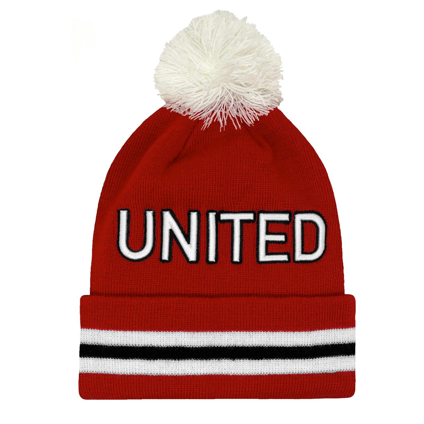 Red-White - Front - Fan Originals United 3D Embroidered Beanie