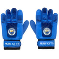 Blue - Back - Manchester City FC Childrens-Kids Touch Fastening Goalkeeper Gloves