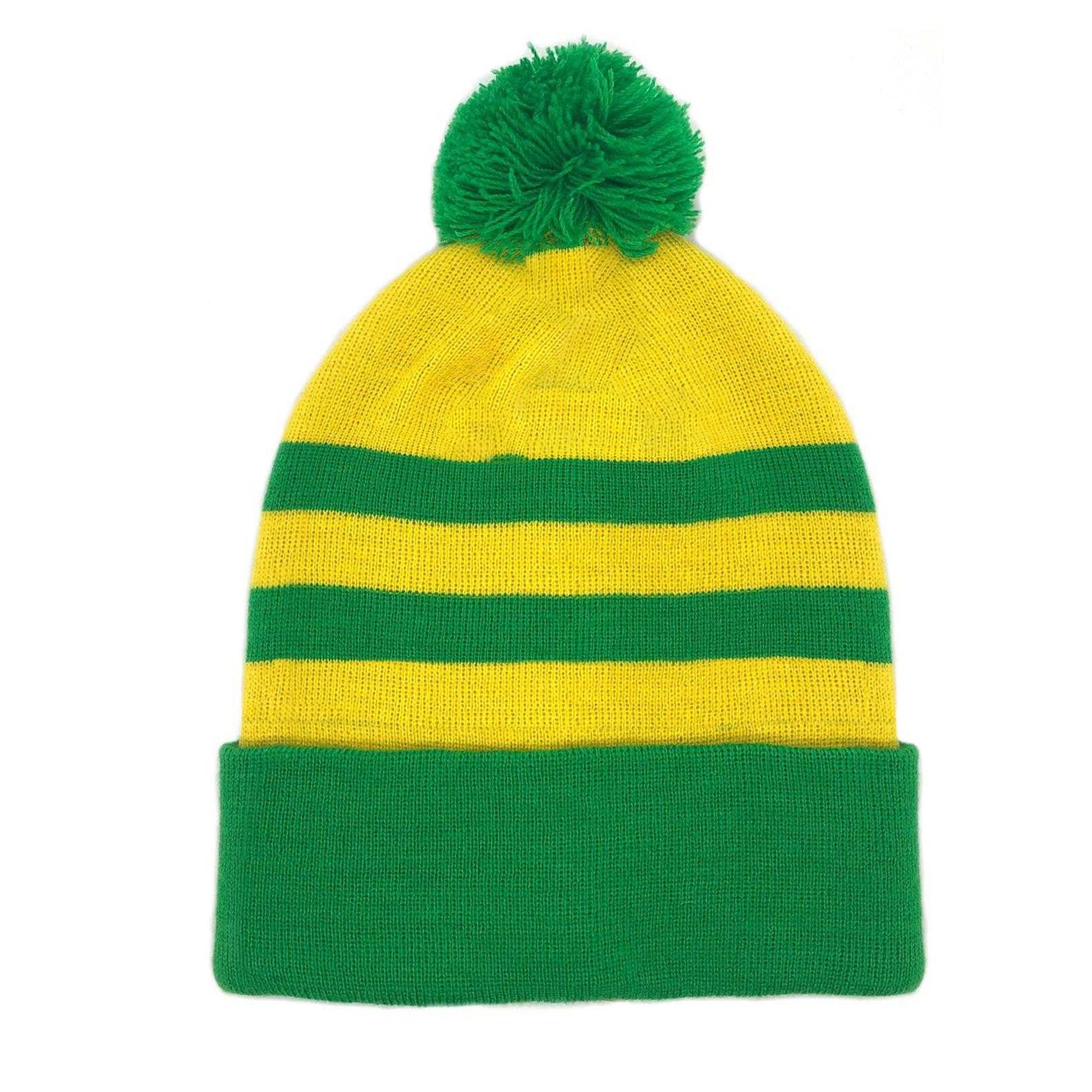Yellow-Green - Side - Fan Originals Norwich Retro Bobble Football Beanie
