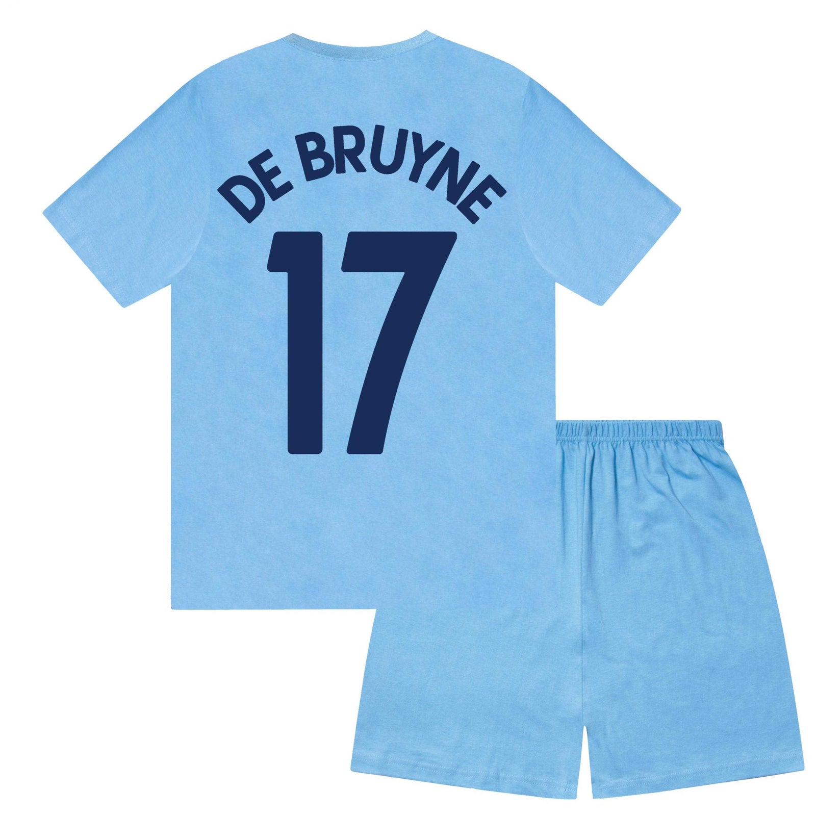 Navy Blue - Back - Manchester City FC Boys De Bruyne 17 Short Pyjama Set