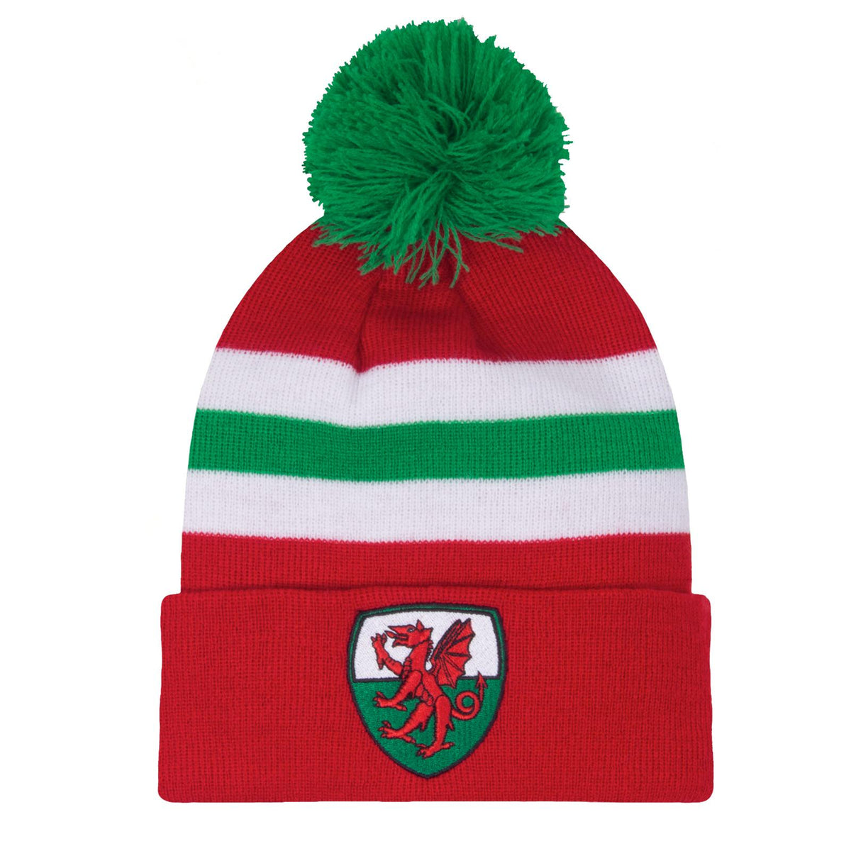 Red-White-Green - Front - Fan Originals Wales Retro Embroidered Beanie