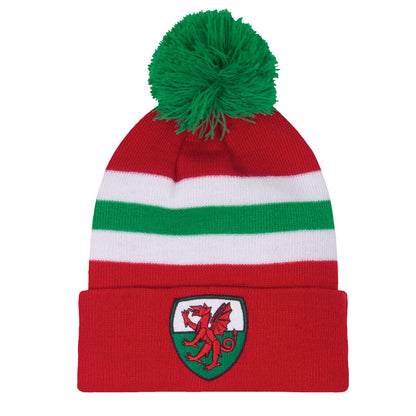 Red-White-Green - Front - Fan Originals Wales Retro Embroidered Beanie