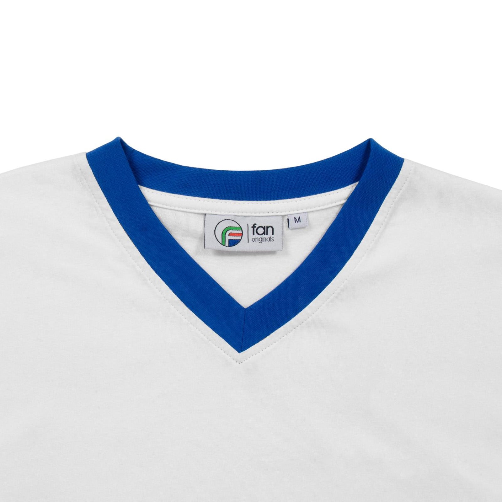 White - Lifestyle - Fan Originals Mens Leeds Retro V Neck T-Shirt