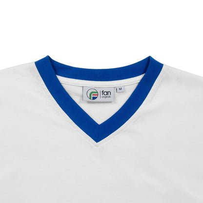 White - Lifestyle - Fan Originals Mens Leeds Retro V Neck T-Shirt
